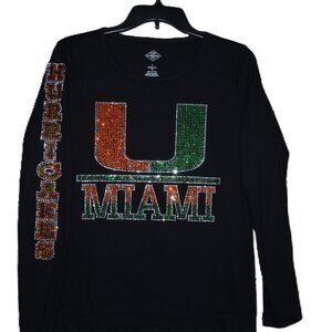 Hurricanes RN rhinestone black long sleeve shirt XS S M L XL XXL 1X2X3X4X5X